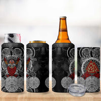 Viking Berserker and Valknut Norse Mythology 4 in 1 Can Cooler Tumbler Red and Black Celtic Knotwork Art