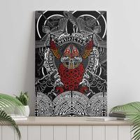 Viking Berserker and Valknut Norse Mythology Canvas Wall Art Red and Black Celtic Knotwork Art