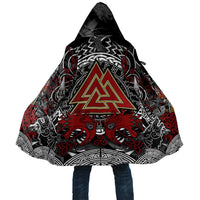 Viking Berserker and Valknut Norse Mythology Cloak Red and Black Celtic Knotwork Art