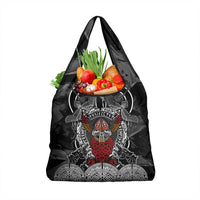 Viking Berserker and Valknut Norse Mythology Grocery Bag Red and Black Celtic Knotwork Art