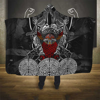 Viking Berserker and Valknut Norse Mythology Hooded Blanket Red and Black Celtic Knotwork Art