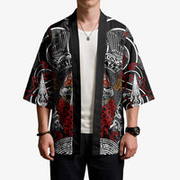 Viking Berserker and Valknut Norse Mythology Kimono Red and Black Celtic Knotwork Art