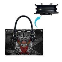 Viking Berserker and Valknut Norse Mythology Leather Bag Red and Black Celtic Knotwork Art