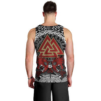 Viking Berserker and Valknut Norse Mythology Men Tank Top Red and Black Celtic Knotwork Art