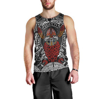 Viking Berserker and Valknut Norse Mythology Men Tank Top Red and Black Celtic Knotwork Art