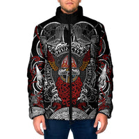 Viking Berserker and Valknut Norse Mythology Padded Jacket Red and Black Celtic Knotwork Art