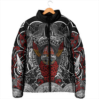 Viking Berserker and Valknut Norse Mythology Padded Jacket Red and Black Celtic Knotwork Art