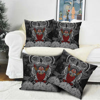 Viking Berserker and Valknut Norse Mythology Pillow Cover Red and Black Celtic Knotwork Art