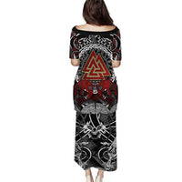 Viking Berserker and Valknut Norse Mythology Puletasi Red and Black Celtic Knotwork Art