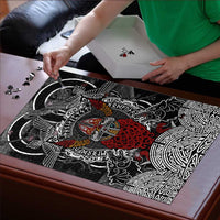 Viking Berserker and Valknut Norse Mythology Puzzle Red and Black Celtic Knotwork Art