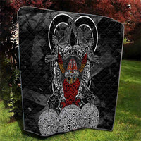 Viking Berserker and Valknut Norse Mythology Quilt Red and Black Celtic Knotwork Art