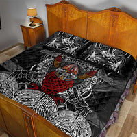 Viking Berserker and Valknut Norse Mythology Quilt Bed Set Red and Black Celtic Knotwork Art