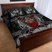 Viking Berserker and Valknut Norse Mythology Quilt Bed Set Red and Black Celtic Knotwork Art