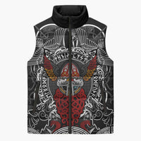 Viking Berserker and Valknut Norse Mythology Sleeveless Puffer Jacket Red and Black Celtic Knotwork Art