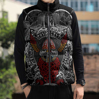 Viking Berserker and Valknut Norse Mythology Sleeveless Puffer Jacket Red and Black Celtic Knotwork Art