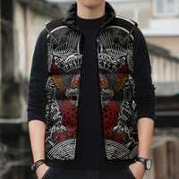 Viking Berserker and Valknut Norse Mythology Sleeveless Puffer Jacket Red and Black Celtic Knotwork Art