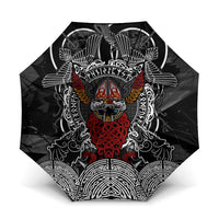 Viking Berserker and Valknut Norse Mythology Umbrella Red and Black Celtic Knotwork Art
