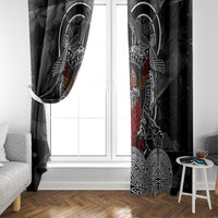 Viking Berserker and Valknut Norse Mythology Window Curtain Red and Black Celtic Knotwork Art