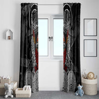 Viking Berserker and Valknut Norse Mythology Window Curtain Red and Black Celtic Knotwork Art