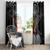 Viking Berserker and Valknut Norse Mythology Window Curtain Red and Black Celtic Knotwork Art