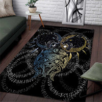 Skoll and Hati Norse Mythology Area Rug Viking Dual Moon Celtic Line Art