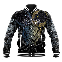 Skoll and Hati Norse Mythology Baseball Jacket Viking Dual Moon Celtic Line Art