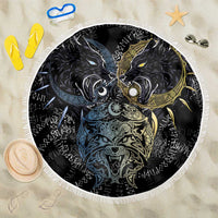Skoll and Hati Norse Mythology Beach Blanket Viking Dual Moon Celtic Line Art