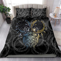 Skoll and Hati Norse Mythology Bedding Set Viking Dual Moon Celtic Line Art