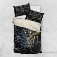 Skoll and Hati Norse Mythology Bedding Set Viking Dual Moon Celtic Line Art