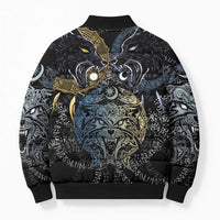 Skoll and Hati Norse Mythology Bomber Puffer Jacket Viking Dual Moon Celtic Line Art