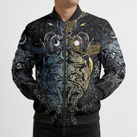 Skoll and Hati Norse Mythology Bomber Puffer Jacket Viking Dual Moon Celtic Line Art