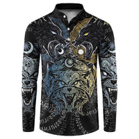 Skoll and Hati Norse Mythology Button Sweatshirt Viking Dual Moon Celtic Line Art
