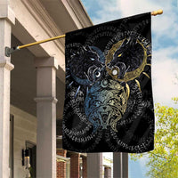 Skoll and Hati Norse Mythology Garden Flag Viking Dual Moon Celtic Line Art
