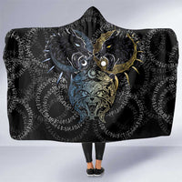 Skoll and Hati Norse Mythology Hooded Blanket Viking Dual Moon Celtic Line Art