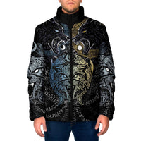 Skoll and Hati Norse Mythology Padded Jacket Viking Dual Moon Celtic Line Art