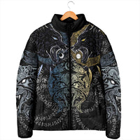 Skoll and Hati Norse Mythology Padded Jacket Viking Dual Moon Celtic Line Art