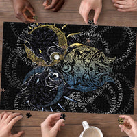 Skoll and Hati Norse Mythology Puzzle Viking Dual Moon Celtic Line Art
