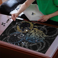Skoll and Hati Norse Mythology Puzzle Viking Dual Moon Celtic Line Art