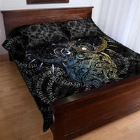 Skoll and Hati Norse Mythology Quilt Bed Set Viking Dual Moon Celtic Line Art