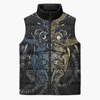 Skoll and Hati Norse Mythology Sleeveless Puffer Jacket Viking Dual Moon Celtic Line Art