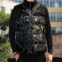 Skoll and Hati Norse Mythology Sleeveless Puffer Jacket Viking Dual Moon Celtic Line Art