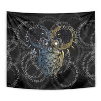 Skoll and Hati Norse Mythology Tapestry Viking Dual Moon Celtic Line Art