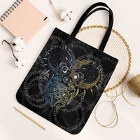 Skoll and Hati Norse Mythology Tote Bag Viking Dual Moon Celtic Line Art