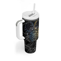 Skoll and Hati Norse Mythology Tumbler With Handle Viking Dual Moon Celtic Line Art