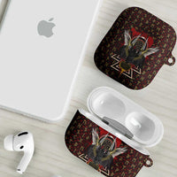 Raven and Bear Norse Symbolism AirPods Case Viking Blood Red Rune Art Style
