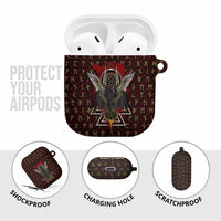 Raven and Bear Norse Symbolism AirPods Case Viking Blood Red Rune Art Style