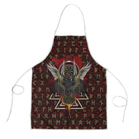 Raven and Bear Norse Symbolism Apron Viking Blood Red Rune Art Style