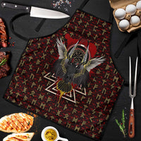 Raven and Bear Norse Symbolism Apron Viking Blood Red Rune Art Style