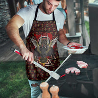 Raven and Bear Norse Symbolism Apron Viking Blood Red Rune Art Style