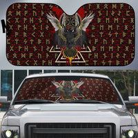 Raven and Bear Norse Symbolism Auto Sun Shade Viking Blood Red Rune Art Style